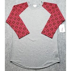 LulaRoe Randy T Shirt Womens M Multicolor Geometric 3/4 Sleeve Round Neck New